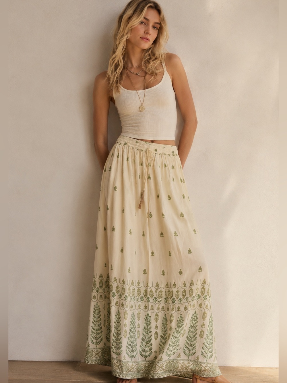 NWT Liva Smart Boho Indian Festival Lined Maxi Skirt Size L/XL